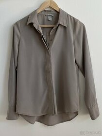 H&M Sivohnedá/hnedosivá/taupe šifónová blúzka XXS (32) - 1