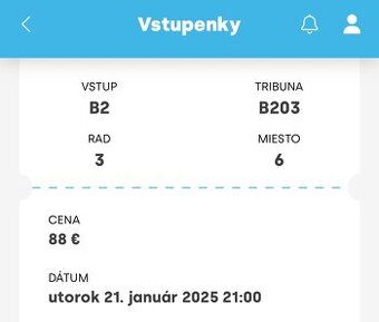 Predám lístok Slovan - Stuttgart