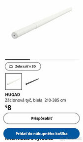 Tyče na závesy/záclony Ikea Biele ako Nové