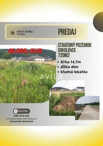 NA PREDAJ: stavebný pozemok 720m2 - Sokolovce