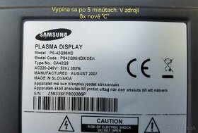 Predám Plazmu na opravu Samsung PS-42Q96HD - 1