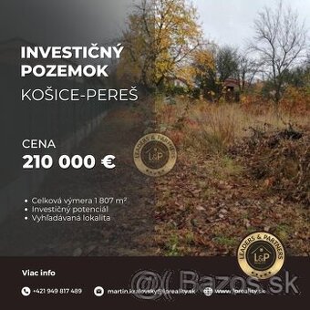 Na predaj komerčný pozemok, Košice-Pereš, 1807 m²