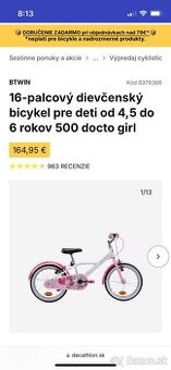 Detsky bicykel z Decathlonu. 16 palcovy