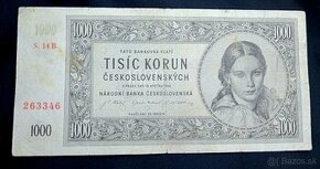 1000 koruna 1945 série 14.B Československo