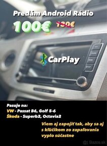 Android CarPlay Rádio - VW, Škoda, Seat