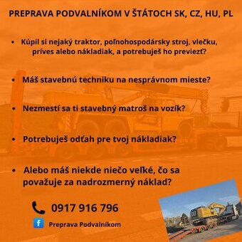 ✅️ Preprava podvalníkom - Nadrozmerná preprava- NONSTOP ✅️ - 1