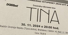 Na PREDAJ 2 lístky na koncert TINA 30.11