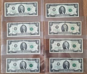 2$ bankovky rôzne štáty rôzne roky