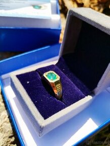 Pánsky prsteň vyrobený na zákazku (zlato a prírodný smaragd - 1