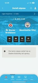 LAST MINUTE ŠK Slovan- Manchester City lístok