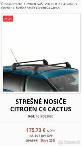 Citroen C4 Cactus priečne nosníky strešný nosič