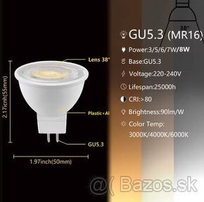 Predám GU10 GU5.3 5W LED AC220 4000K