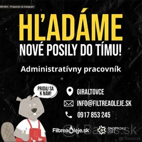 Práca pre internetový obchod - Administratívny pracovník