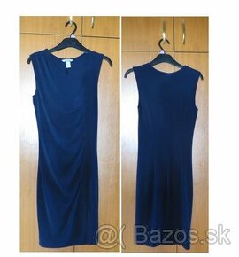 Tmavo-modré elastické šaty - 1