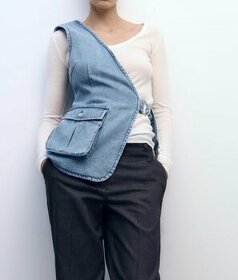 Asymetrická rifľová vesta Zara novà - 1