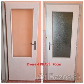 Interiérové biele dvere so sklom: 70cm PRAVÉ