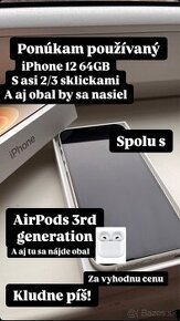 Predávam IPhone 12 a k tomu AirPods 3rd generation v cene