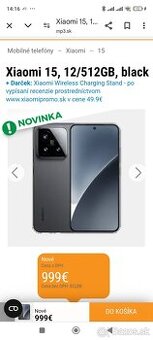 Predám úplne nový nerozmaleny xaomi 15 12/512gb