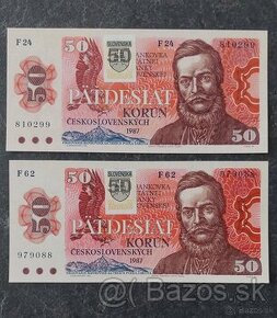 50 Kčs 1987 + SK kolok, stav N