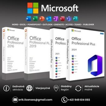 Microsoft Office 2024/2021/2019/2016 PRO PLUS - doživotný