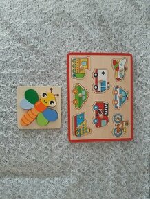 Drevené hračky motýľ plus puzzle s úchytom