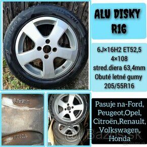 Alu disky R16 +letné gumy