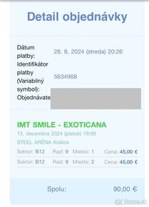 Lístky IMT SMILE EXOTICANA Košice