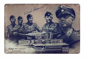 plechová cedule - tankové eso Michael Wittmann s osádkou