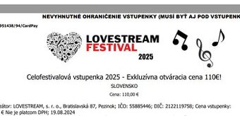 3-dnova vstupenka Lovestream 2025