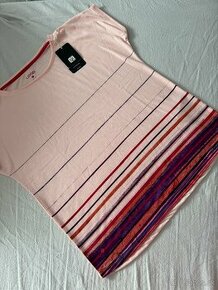 NOVÉ Ružové tričko prúžkované/pásikavé L-XL 40/42 - 1
