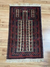 Ručne viazaný vintage vlnený koberec, top stav, 150x87