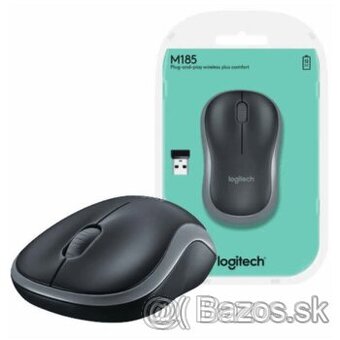 myš Logitech M185, bezdrôtová, optická, čierno-sivá