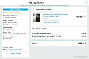 BEZPLATNE PRENECHÁM iPhone 16 Pro 256GB Titánový