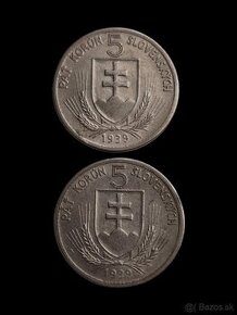 5 Korún 1939 - obe varianty