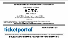 1 Lístok na koncert ACDC v Bratislave - státie, 80€