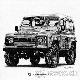 Kresba ceruzami - Land Rover Defender 90