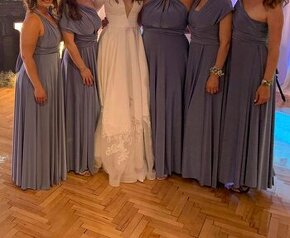 Damske spoločenské šaty, dlhé, svadobna levandula/modre, S - 1