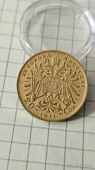 Vzácna zlatá 20 cor 1911 austria Franz Josef - 1