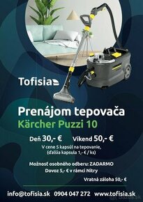 Prenájom profi tepovača Kärcher puzzi 10 Nitra