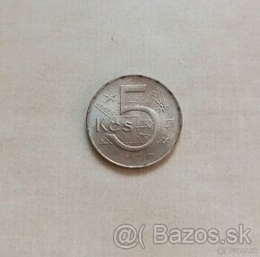 Predám vzácnu mincu 5 kčs 1988 R, ČSSR,UNC - 1