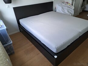 MALM čierna manželská vysoká posteľ so 4 zásuvkami 180x200