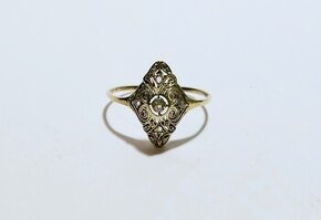 14k zlatý secesný prsteň 0,14ct ✨✨✨