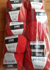 Vlna Jeans - červená - 500 g