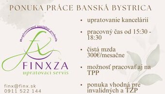 Práca- upratovanie kancelárií v Banskej Bystrici