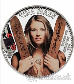 Strieborá minca TINA MAZE World Ski Champion 5$ Cook Islands