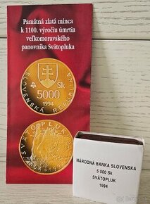 Zlata zberatelska minca 5000Sk Svatopluk 1994