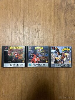 Predám legendárne hry Crash Bandicoot 1,2,3 Warped na PS1