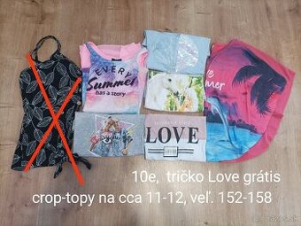 Predám tričká - crop-topy pre dievča/slečnu