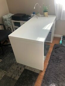 Pracovný stôl biely, vysoký lesk 140,5 x 140,5 cm