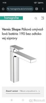 Hansgrohe Vernis Shape 190 umyvadlova bateria